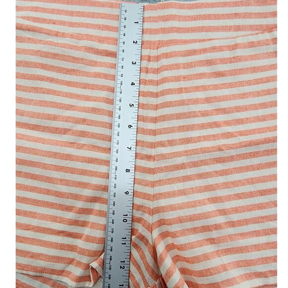 Bo Bel Shorts Womens L Orange Cream Striped High Waist Exposed Back Zip Cotton - Picture 7 of 10